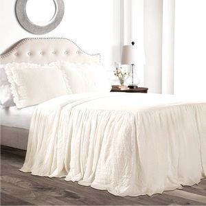 New Lush Decor Ruffle Skirt Bedspread Comforter Set - Ivory - Twin